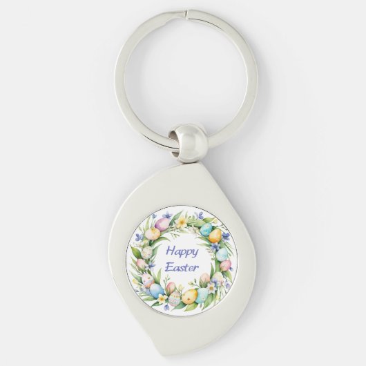 krans Bloemen Happy Easter Eggs Flowers Sleutelhanger (Voorkant)