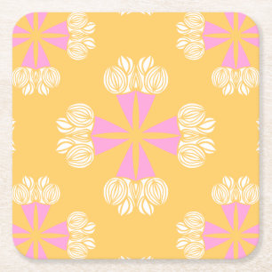 Krans bloemen in een weelderige zomerboeket op gou kartonnen onderzetters
