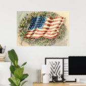 Krans Bloemen Memorial Day VS-vlag Poster (Thuiskantoor)