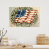 Krans Bloemen Memorial Day VS-vlag Poster (Keuken)