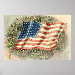 Krans Bloemen Memorial Day VS-vlag Poster