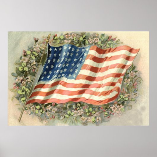 Krans Bloemen Memorial Day VS-vlag Poster (Voorkant)