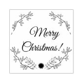 Krans Bloemen Vrolijk Kerstfeest Rubberstempel (Afrduk)