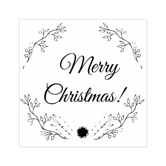 Krans Bloemen Vrolijk Kerstfeest Rubberstempel (Afrduk)