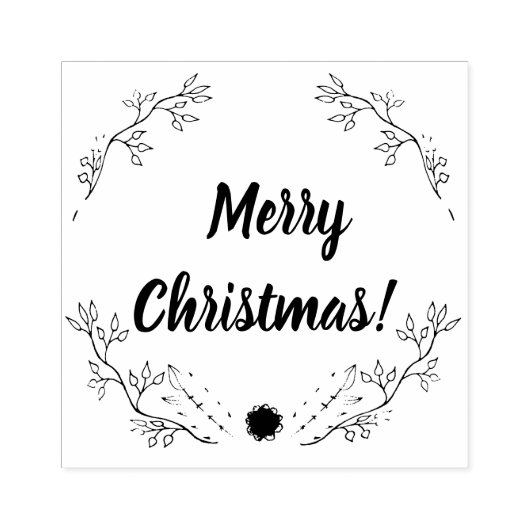 Krans Bloemen Vrolijk Kerstfeest Rubberstempel (Afrduk)