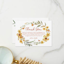 Krans Boho Wildflower Baby shower Dank u kaart