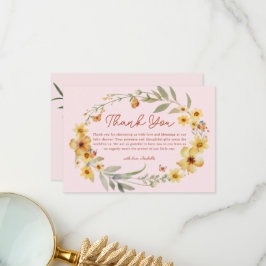 Krans Boho Wildflower Baby shower Dank u kaart