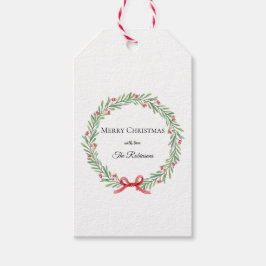 Krans botanische kerst moderne letter  cadeaulabel