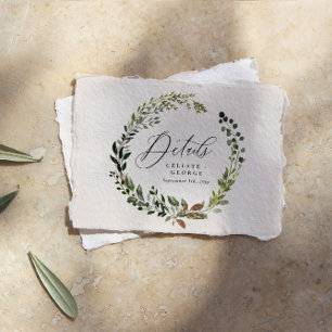 Krans botanische schuur rustieke crème bruiloft de notitiekaartje