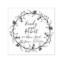 Krans  bruiloft retour adres stempel