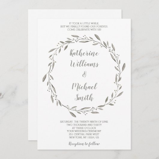 Krans bruiloft uitnodigingen voor het tweede huwel (Voorkant / Achterkant)