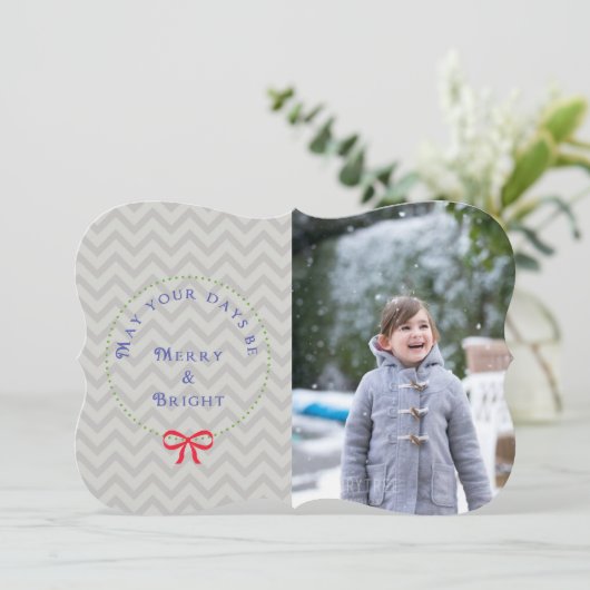 Krans Chevron Kerstkaart (Staand voorkant)