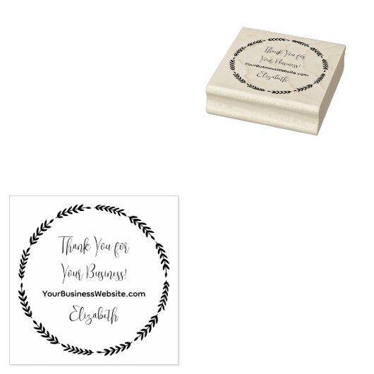 krans dank u voor uw bedrijfs website naam rubberstempel (Gestempeld)