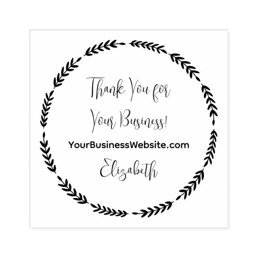 krans dank u voor uw bedrijfs website naam rubberstempel (Afrduk)