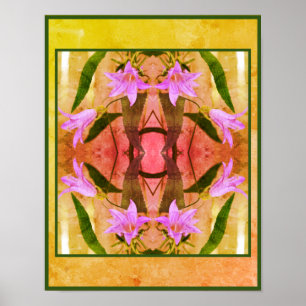 Krans delicate paarse lelie bloemen in distressed poster