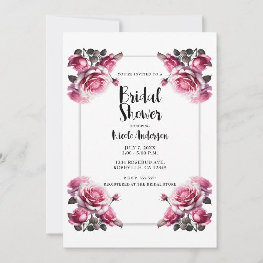 Krans Delicate Roze Rozen Bruiloft Bridal Shower Kaart (Voorkant)