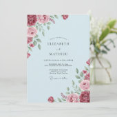 Krans Dieprode Ranunculus Stof Eucalyptus Bruiloft Kaart (Staand voorkant)