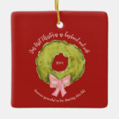 Krans Eerste kerst Getrouwd Paar Keepsake Keramisch Ornament (Voorkant)