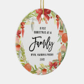Krans Eerste Kerstmis Als Familie Foto Keramisch Ornament (Rechts)