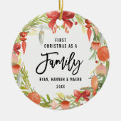 Krans Eerste Kerstmis Als Familie Foto Keramisch Ornament (Voorkant)