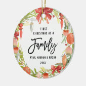 Krans Eerste Kerstmis Als Familie Foto Keramisch Ornament (Links)