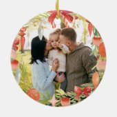 Krans Eerste Kerstmis Als Familie Foto Keramisch Ornament (Achterkant)