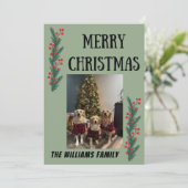 Krans en Bessen Kerstkaart Bedankkaart (Staand voorkant)