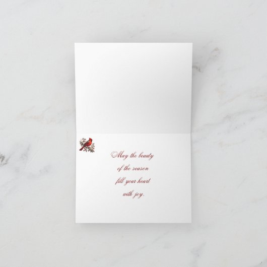 Krans en kardinaal kerstkaart feestdagen kaart (Binnen)