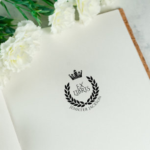 Krans en Kroon Ex Libris bibliotheekboek Rubberstempel