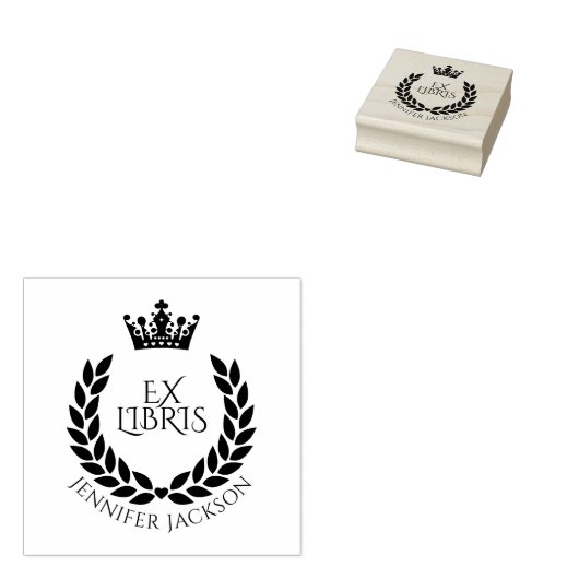 Krans en Kroon Ex Libris Bibliotheekboek Rubberstempel (Gestempeld)