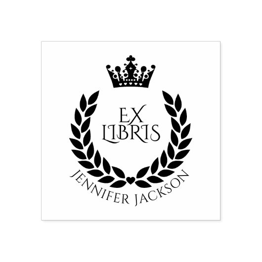 Krans en Kroon Ex Libris Bibliotheekboek Rubberstempel (Afrduk)