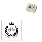Krans- en kroonex libris bibliotheekboek rubberstempel (Gestempeld)