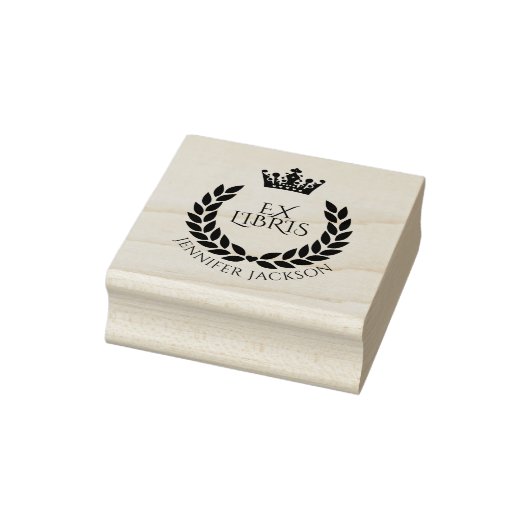 Krans- en kroonex libris bibliotheekboek rubberstempel (Stempel)