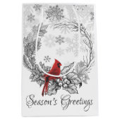Krans en Red Bird Season's Groeten Vakantie Medium Cadeauzakje (Voorkant)