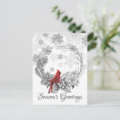 Krans en Red Bird Seizoen Groeten Winter Feestdagenkaart (Staand voorkant)