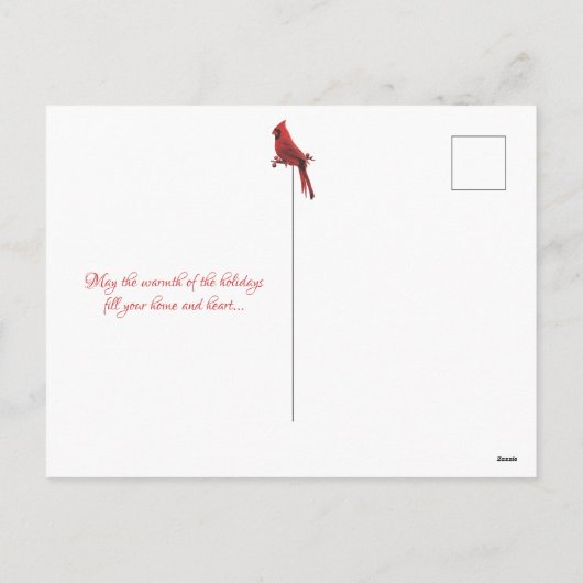 Krans en Red Bird Seizoen Groeten Winter Feestdagenkaart (Achterkant)