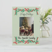 Krans en strikken Kerstkaart Kaart (Staand voorkant)