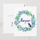 Krans en vogel "hoop" citaat briefkaart (Voorkant / Achterkant)