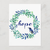 Krans en vogel "hoop" citaat briefkaart (Voorkant)