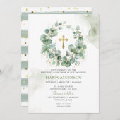 Krans Eucalyptus Groen Eerste Heilige Communie Kaart (Voorkant / Achterkant)