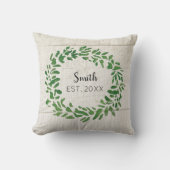 Krans familienaam Est. Gepersonaliseerd kussen (Voorkant)