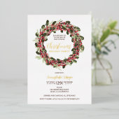 Krans feestelijke gouden zakelijke kerst folie uitnodiging (Staand Voorkant)