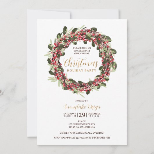 Krans feestelijke gouden zakelijke kerst kaart (Voorkant)