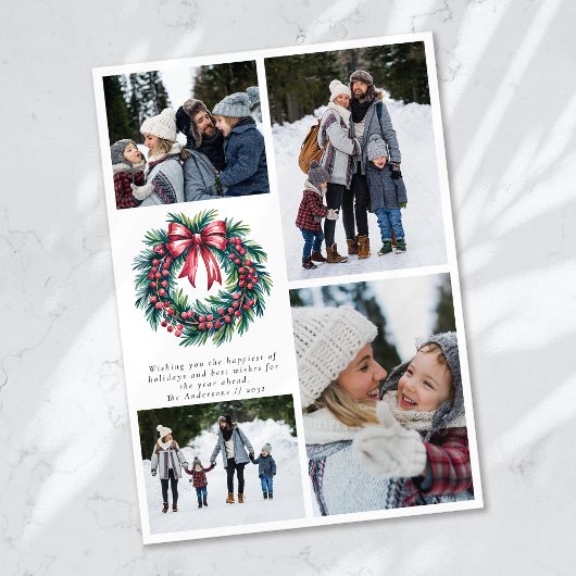 Krans foto collage met Kerstmis Feestdagenkaart