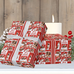 Krans foto collage Vrolijk Kerstfeest 2025 in vet Cadeaupapier
