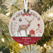 Krans Foto Gepersonaliseerde Baby's Eerste Kerstmi