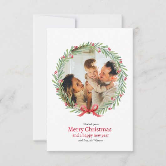 Krans Foto Kerstmis Vakantie Groet Kaart (Voorkant)