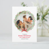 Krans Foto Kerstmis Vakantie Groet Kaart (Staand voorkant)