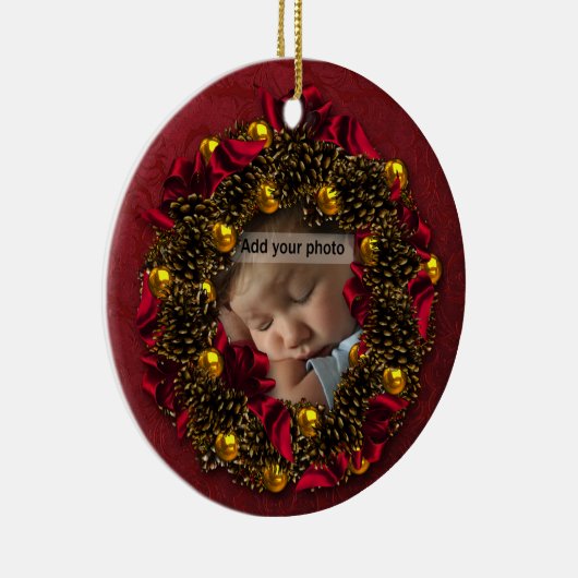  krans foto kerstversiering keramisch ornament (Rechts)