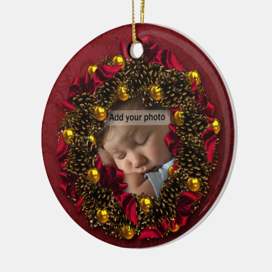  krans foto kerstversiering keramisch ornament (Links)